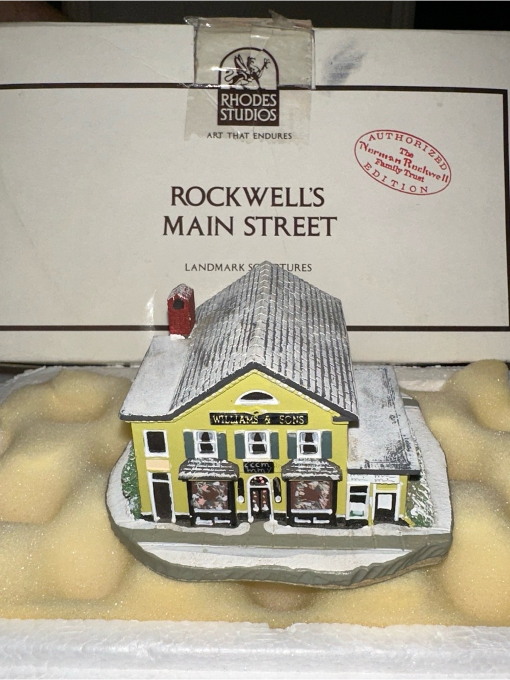 Rhodes Studios 'Rockwell's Main Street' Yellow Landmark Building Figurine